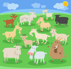 cartoon funny goats farm animal characters set