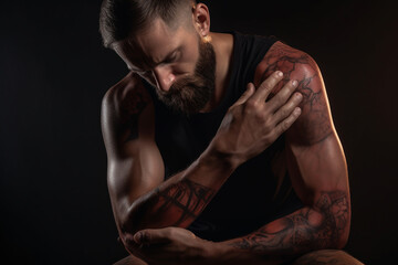 Obraz na płótnie Canvas atleta com dor no braço 
