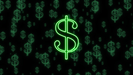 Dollar led neon oultine icon background image wallpaper green business investment trading