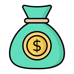 Money Bag Line Color Icon