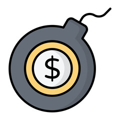 Money Bomb Line Color Icon