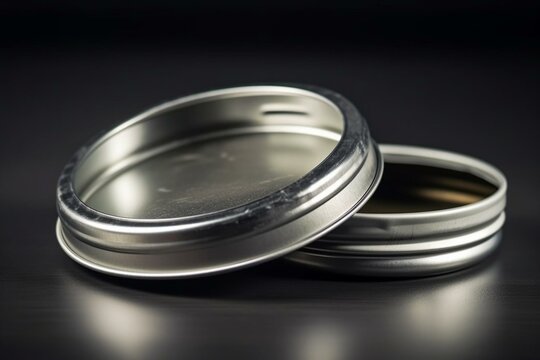 Metal lid with a ring from a tin can. Generative AI