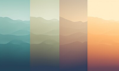  a group of mountains with different shades of blue, orange, and yellow on them, with a sky in the background and a few hills in the foreground.  generative ai