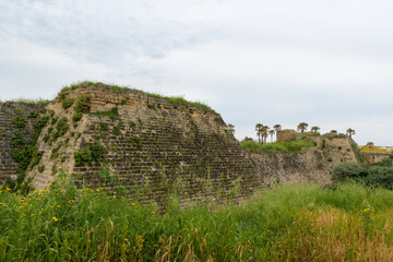 Fototapeta na wymiar Medieval fortress walls in Caesarea