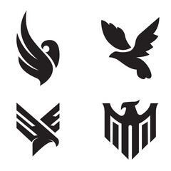 Collection of bird logos of various shapes