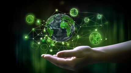 Hand holding the world, generated with AI