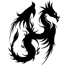 Tribal Dragon tattoo that symbolizes both wisdom and mighty vector illustration.