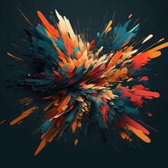  a colorful explosion of paint on a black background with space for text or a logo to be used as a poster or a wallpaper.  generative ai