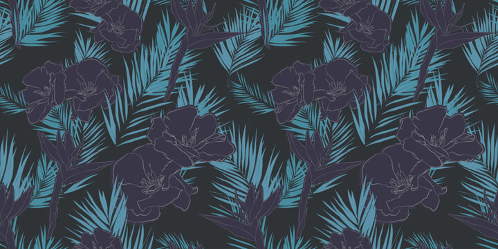 man summer fashion pattern. tropical design vector dark