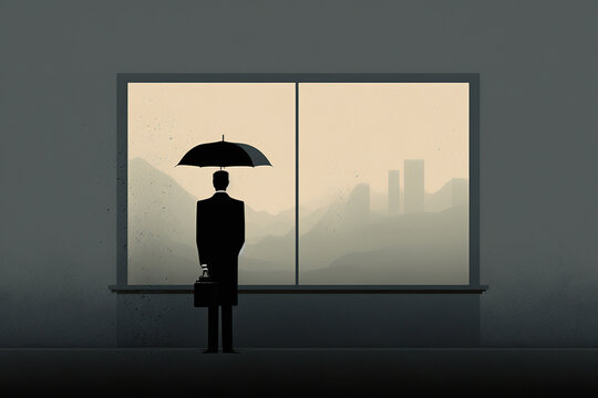 Pessimist in business minimalist, created with Generative AI technology