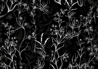 Decorative flowers and leaves in art nouveau style, vintage, old, retro style. Border, frame, template for product label, cosmetic packaging. Easy to edit. Vector illustration. In art nouveau style.