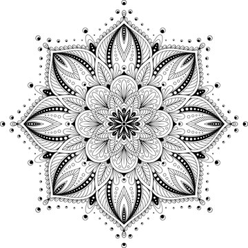 Mandala. Highly detailed ornamental design. Tattoo, print, design element, for coloring book pages