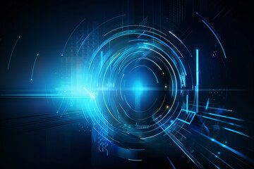 Obraz premium Abstract technology background Hi-tech communication concept futuristic digital innovation background, Created using generative AI tools.