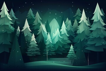 Abstract christmas tree in forest illustration for christmas. Generative AI