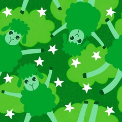 Cartoon animals seamless sheep pattern for wrapping paper and fabrics and linens and kids clothes print and kindergarten