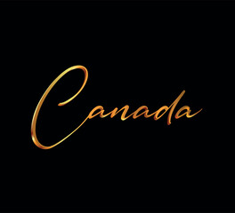 decorative 3d gold canada text on black background