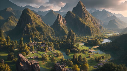 Enchanted Hours: Countryside Landscapes in Autumn and Spring - Generated AI