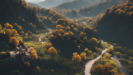 Enchanted Hours: Countryside Landscapes in Autumn and Spring - Generated AI