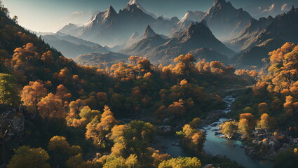 Enchanted Hours: Countryside Landscapes in Autumn and Spring - Generated AI