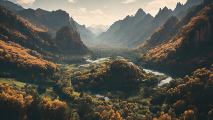 Enchanted Hours: Countryside Landscapes in Autumn and Spring - Generated AI