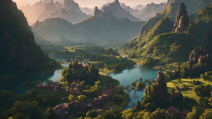 Enchanted Hours: Countryside Landscapes in Autumn and Spring - Generated AI
