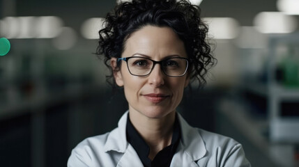 Obraz premium Smart beautiful doctor woman looking at camera in the corridors of the hospital. Generative AI