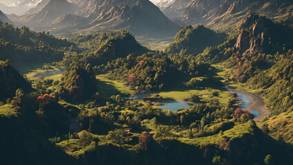 Enchanted Hours: Countryside Landscapes in Autumn and Spring - Generated AI