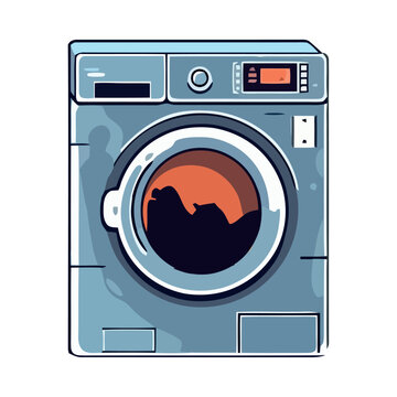 Modern washing machine spinning clothes in laundromat