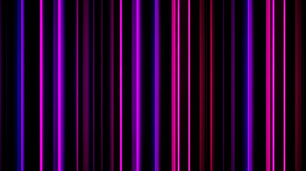 An abstract glowing neon pink and purple vertical line lights on a black background. A.I. generated.