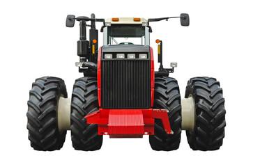 Modern agricultural tractor, front view