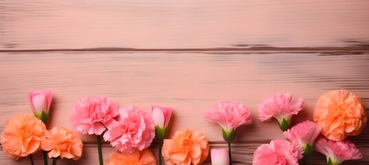 Mothers Day concept background with flowers and blank space for text. Generative AI