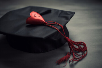 A graduation cap with a heart symbolizing the love for teaching, Teacher's Day Generative AI