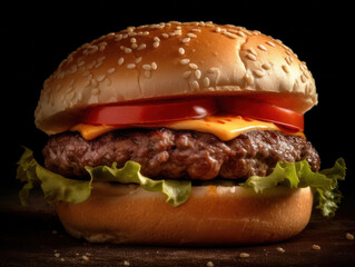Generative ai hamburger food fresh meat vegan