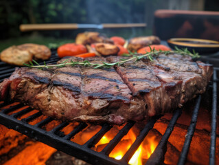 Generative ai meat grill on the barbecue fresh summer