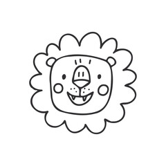 Hand drawn doodle cute lion vector illustration. 