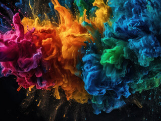 Fototapeta premium Generative ai colour splash explosion 