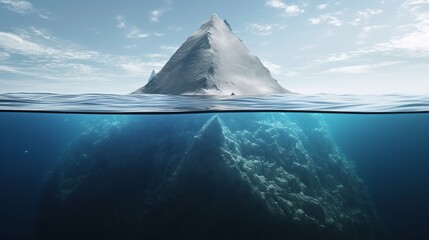 Mountain Below and Above the Ocean, AI generative