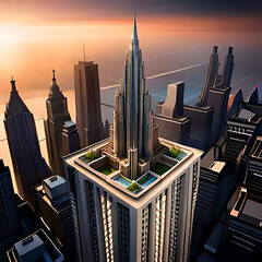 Fototapeta 
Giant skyscrapers on top of the cyber world obraz