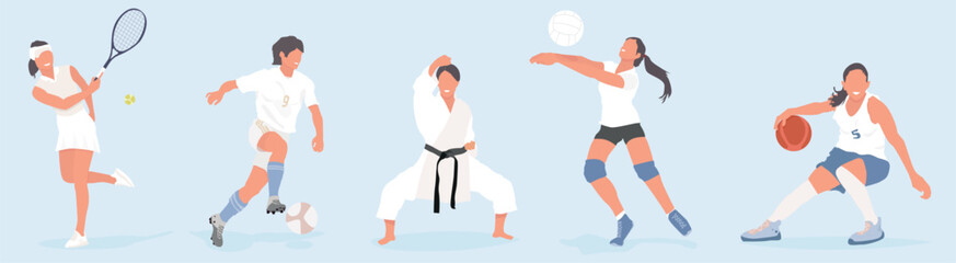 MUJER HACIENDO DEPORTE (TENIS, FÚTBOL, KÁRATE, VÓLEIBOL, BÁSQUET) © Miliati