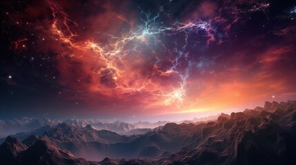 Fototapeta premium Stunning Space Landscape Art: Astronomy, Cosmology and the Beauty of Nebulae. Generative AI.