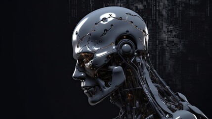 Obraz na płótnie Canvas AI Cyborg Unit Isolated on Black for Futuristic Designs. Generative AI.