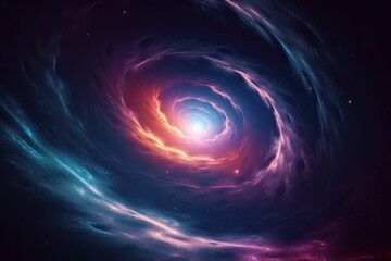Stunning Spiral Wormhole in Space with Blue, Purple, and Pink Hues. Generative AI.