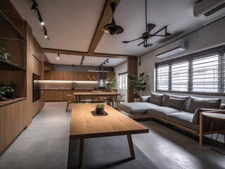 Naklejka premium Generative ai modern beige natural colours interior