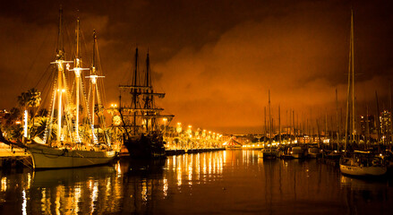 night port in barcelona for banner background