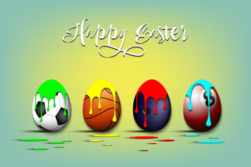 Happy Easter. Set eggs in the form of sport balls