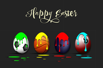 Happy Easter. Set eggs in the form of sport balls