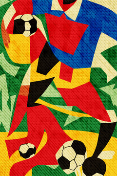 Soccer Player - "Dive into a colorful world with this illustration collection inspired by iconic paper-cutting art, challenging the creative possibilities of paper and scissors."