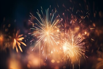 defocused image of fireworks, background with glares. Generative AI