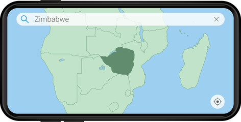Searching map of Zimbabwe in Cell phone.