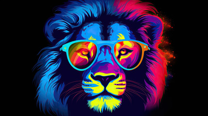 Lion icon illustration with LGBT colors